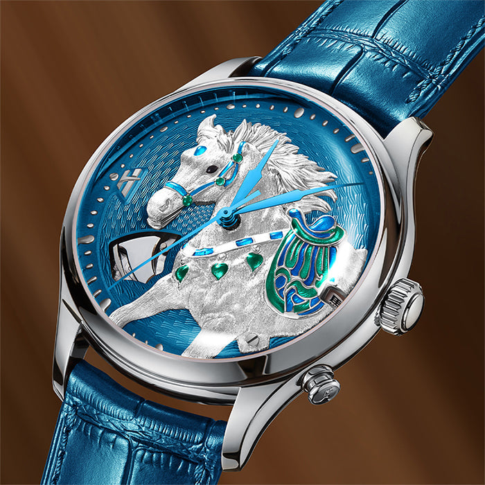Craftmanship Series Blue Titanium Chiming Horse Limited Edition Automatic Watch