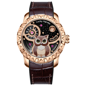 Fun Series Rose Gold Owl Automatic Watch